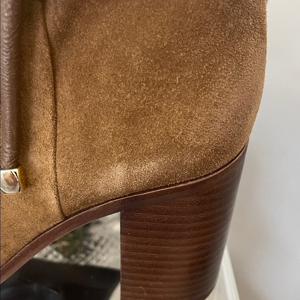 Dolce Vita Cognac Suede Knee-High Heeled Boots - Picture 11 of 12